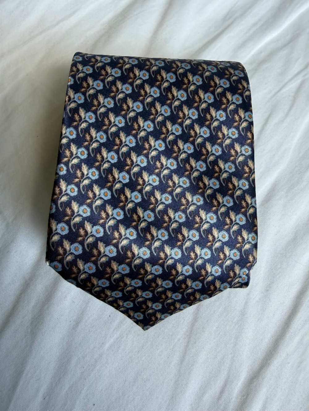 Brioni Navy Blue Floral Silk Tie Italy 60”